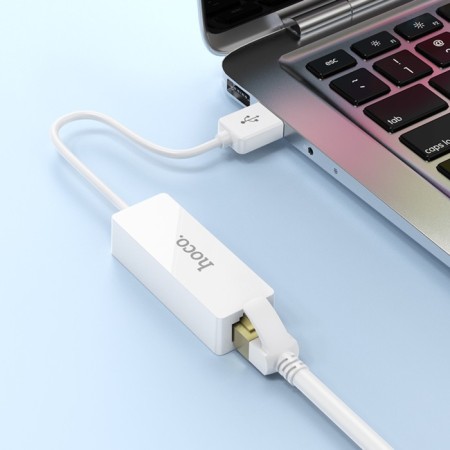 Adapter Hoco UA22, USB -A - Ethernet (100 MB), 15 cm, white-7