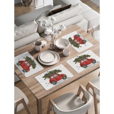 A set of napkins for setting the table “The Christmas tree is in a hurry to celebrate”, rectangular, rounded edges, size 30x46 cm, 4 pcs