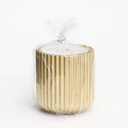 A candle in a candlelight made of gypsum with narrow faces, 7x8cm, gold-3