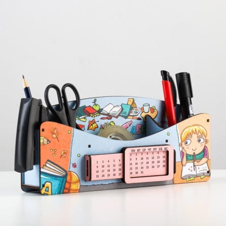 Organizer for office items "School of amenities", eternal calendar, color, blue