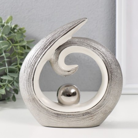Souvenir Ceramics "Ball in the curl" silver-white 15.8x15.3x4.2 cm-3
