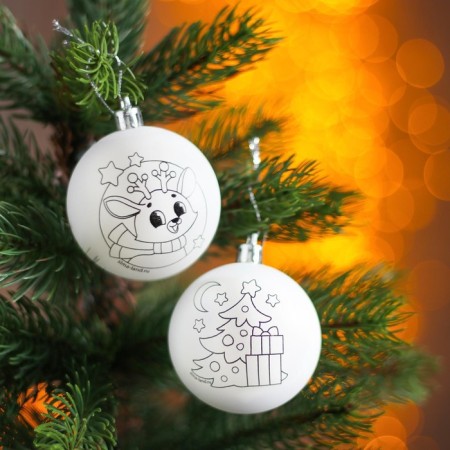 New Year's Christmas tree decoration for coloring "New Year! Winter miracles ”, 2 pcs, d = 5.5 cm-2