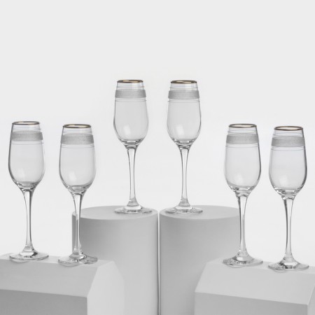 A set of glass glasses "Asker", 210 ml, 6 pcs