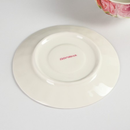 Service Tea Porcelain Dolyana "Inspiration", 4 items: 2 cups 230 ml, 2 saucers d = 15 cm, pink color-2