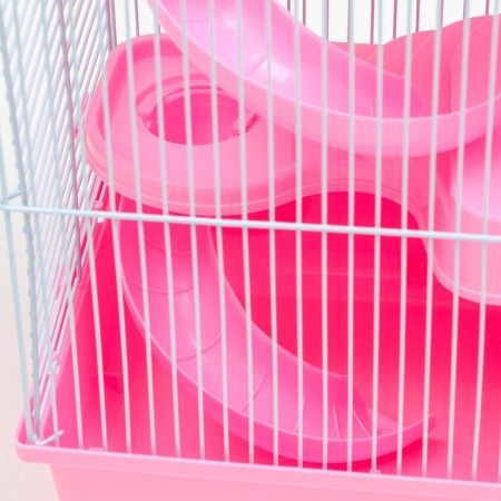 A cage for small rodents "Pijon", with a filling, 27 x 21 x 45 cm, pink-3
