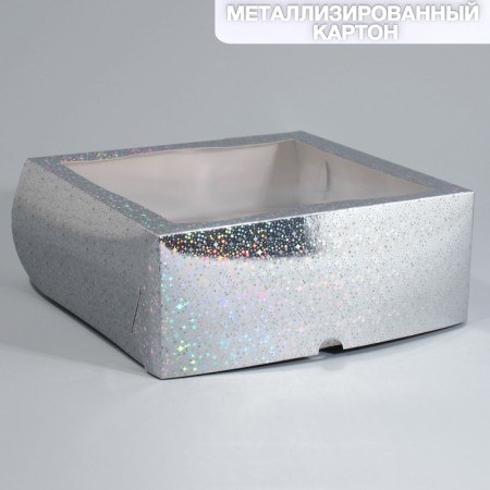Capcake box, confectionery packaging with a window, 9 cells "Stars", 25 x 25 x 10 cm