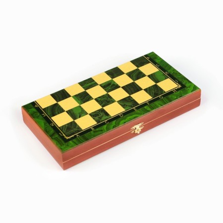 Hand chess wooden, 30 x 30 cm, "malachite" King H-8 cm, pawns-3.5 cm-2
