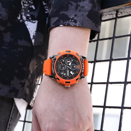 Men's watches, d-5.1 cm, with a chronograph, 3 atm, luminous, orange-2
