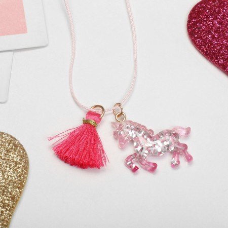 Children's pendant "chosen" unicorn, with a brush, pink color