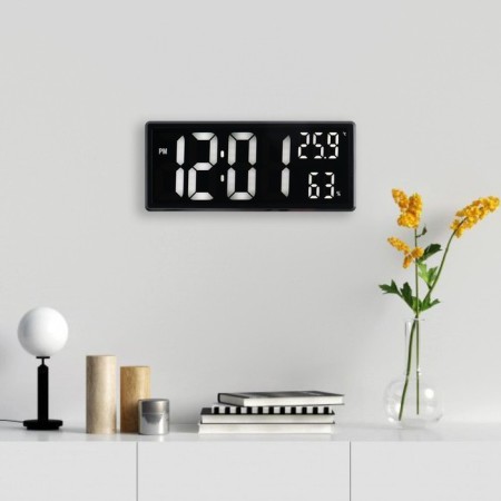 Electronic wall clock, desktop, with an alarm clock, 15 x 36 x 3 cm, USB-1