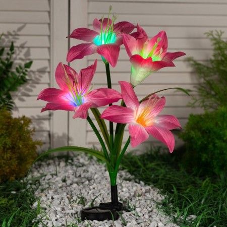 Garden lamp on the sunny battery "Lily Pink", 80 cm, 4 LED, glow of multi (RGB)-1