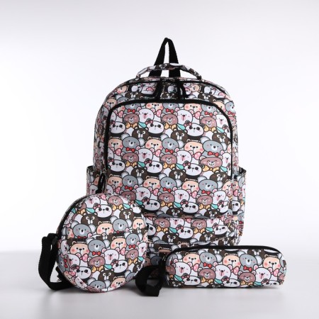 A backpack with a zipper, bag, cosmetic bag, gray color-4