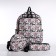 A backpack with a zipper, bag, cosmetic bag, gray color