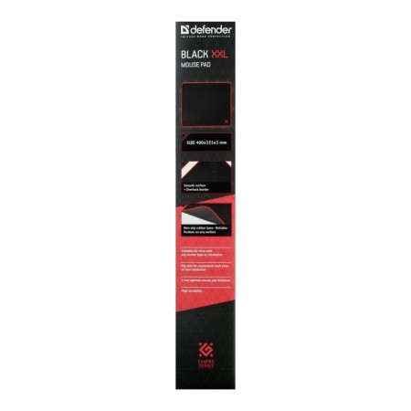 Defender Black XXL mouse mat, game, 400x355x3 mm, black and red-5