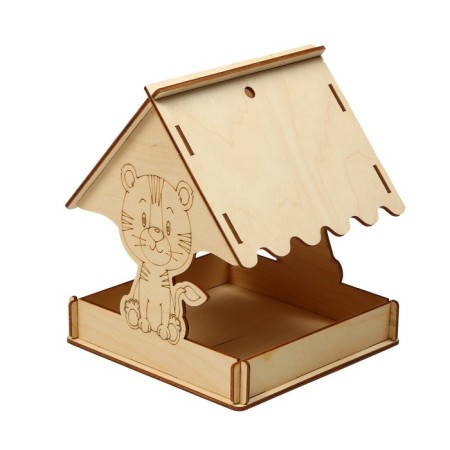 DIY wooden feeder for birds "Tiger", 15.5 × 15 × 18.5 cm, Greengo-10