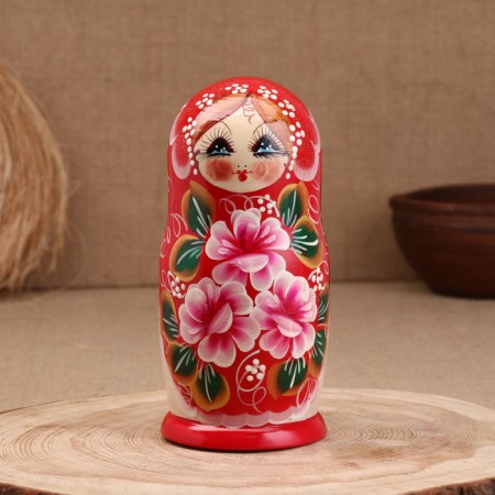Nesting doll "Lida", red dress, 5 doll, 19 cm-1