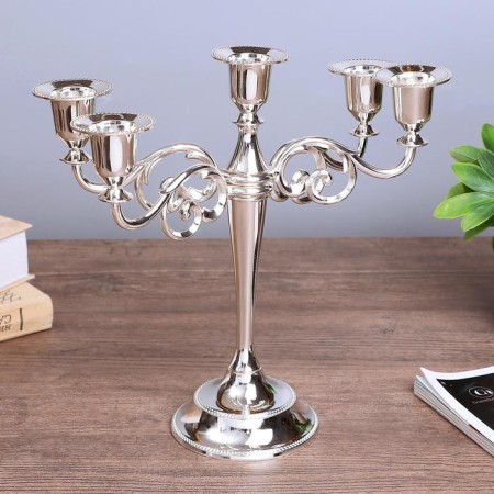 Summier Metal for 5 candles "conciseness" Color chrome 26.5x27.5x10 cm-2
