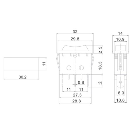 Klavikh switch 250V 15A (3C) On-off-on black with neutral (RWB-411, SC-791) Rexant 108067-1