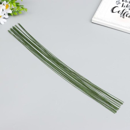 Wire for creativity "Florico" 0.7 mm, 30 pcs, 40 cm, in paper braid, green