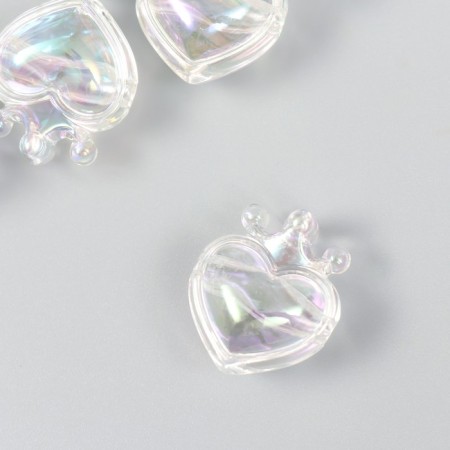 Busina for creativity plastic "heart with crown transparent mother -of -pearl" 2.1x1.4x2.5 cm