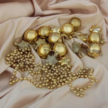 A set of jewelry plastic 18 pcs "Star Night" (9 balls, 8 stars, beads) gold