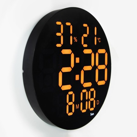 Electronic wall clock, alarm clock, calendar, thermometer, hygrometer, 1 aaa, d-25 cm-2