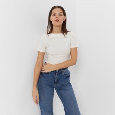 Women's T-shirt with a neckline Minaku Slim Fit: Vanilla color, pr 42