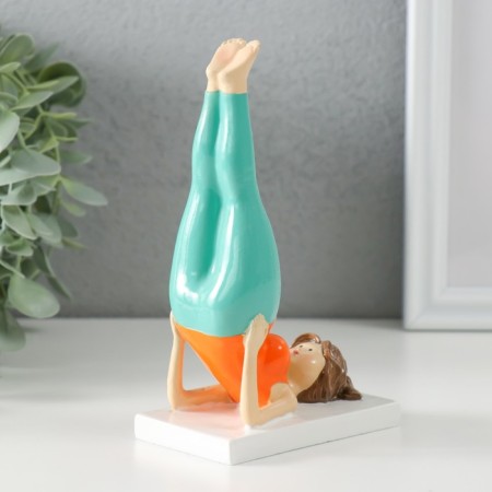 Souvenir Polystone "Pyshechka - Yoga Pose Birch Birch" Orange -Biryuzovaya 9x5x14.5 cm-1