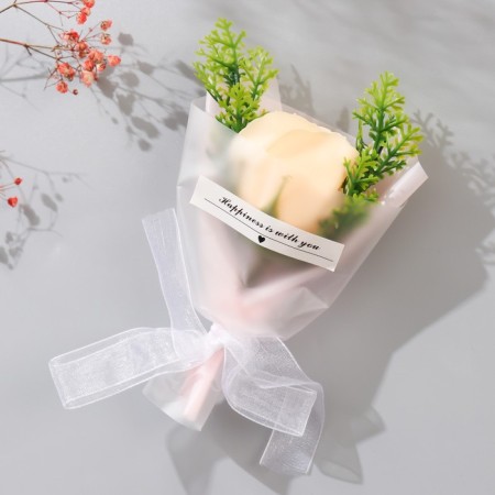 Mini-Bouquet of soap petals "Rosa-Shampan with Greens" 13 cm