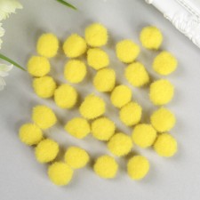Pompons for creativity, yellow, 15 mm, (set of 30 pcs)