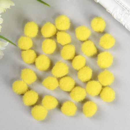 Pompons for creativity, yellow, 15 mm, (set of 30 pcs)