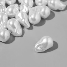 Plastic beads on the “Pearls” threads 1 × 1 × 0.4 cm, (set 10 g), white color