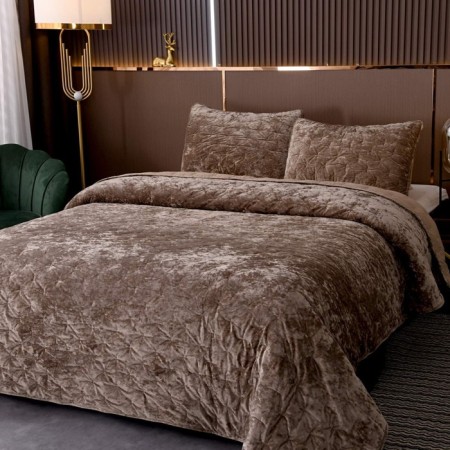 Kit: bedspread 160x220 cm, pillowcase 50x70 cm, cappuccino color-1