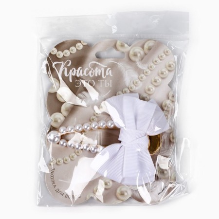 Hair hairpin pearls with a bantic "Beauty", 8 x 8 cm.-4