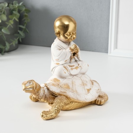 Polystone souvenir "Little Buddha on the Turtle" 17x11x17 cm-4