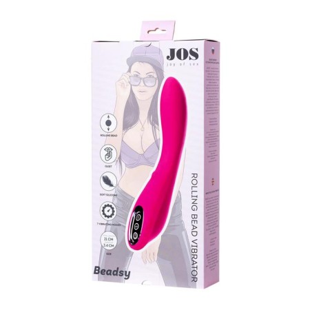Vibrator with a stimulating ball Jos Beadsy, silicone, pink color, 21 cm-4