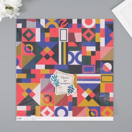 Scrapbooking paper bilateral "Color Geometry" density 180 grams set 5 pcs 30.5x32 cm 10718-6