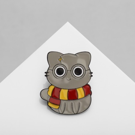 The icon "cat" from Gryffindor, colored in ferrous metal