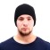 Knitted hat, with a lapel, on a fleece, a small scar, black