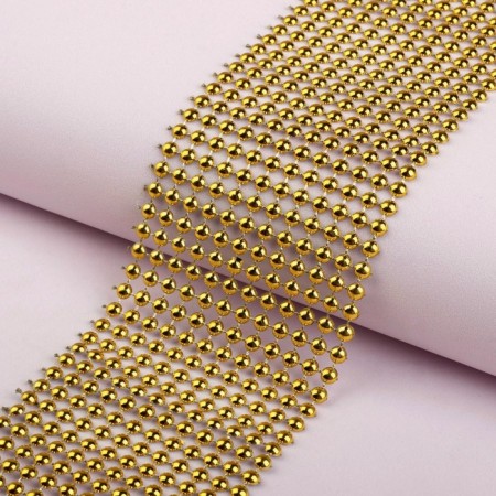 Tape with imitation of convex rhinestones, 5.75 cm, 9 ± 1 m, gold color-1