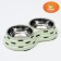 Metal dual bowl on a plastic base 2 x 160 ml, 25 x 14 x 5 cm, green