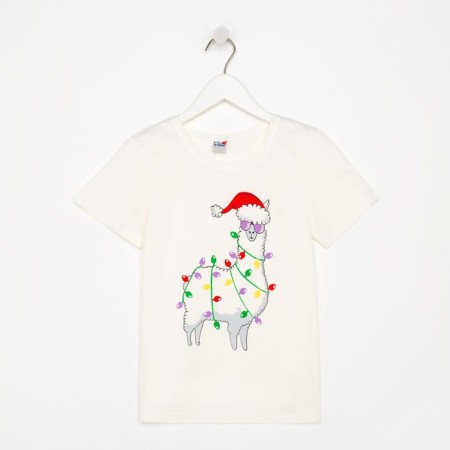 Children's T -shirt, milk/llama, height 128 cm-4