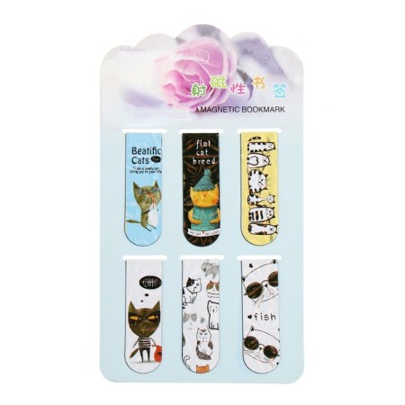 A set of magnetic bookmark for books Calligrata 6 pieces, "cats", mix-6