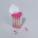 Cotton -based sticks “heart”, 7 cm, 64 pcs, in a plastic organizer, pink color
