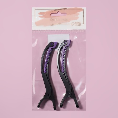 Set of hair clamps, 12 cm, 2 pcs, color mix/black-4