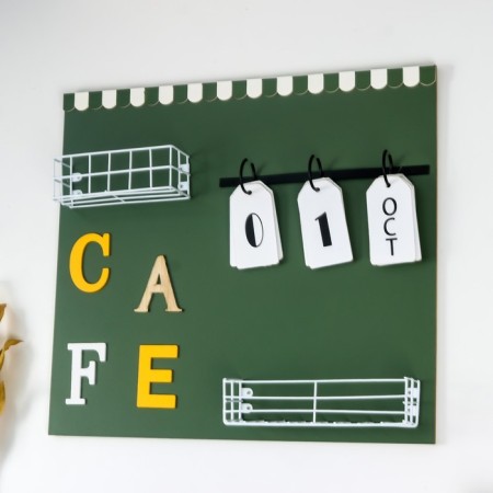 Panel wall with shelves and calendar "CAFE" 45x40.5x5.5 cm-1