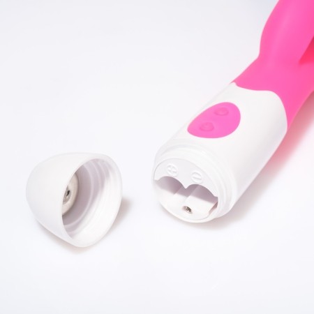 Vibrator - "wow" rabbit, clitoris stimulator and dots G, IP67, pink-2