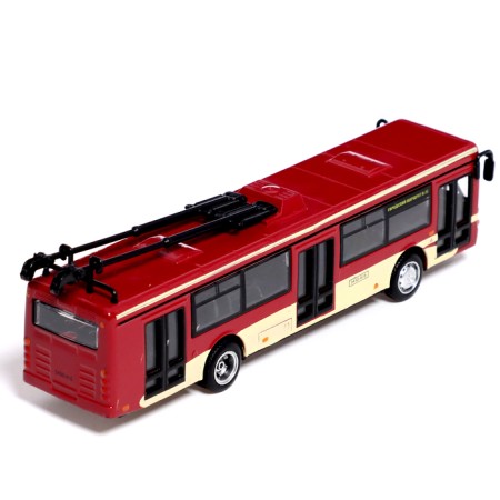 Metallic trolleybus, 1:72, inertial, burgundy color-2