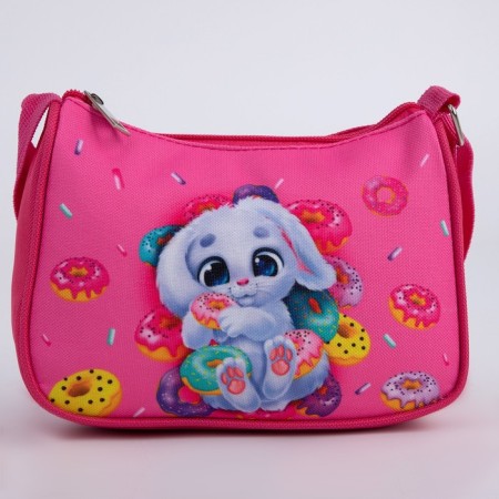 Children's bag, textile, “Bunny and donuts” 4 cm x 17 cm x 13 cm-3