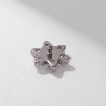 Flower stainless steel piercing, white in silver, thread 0.07 mm.-1